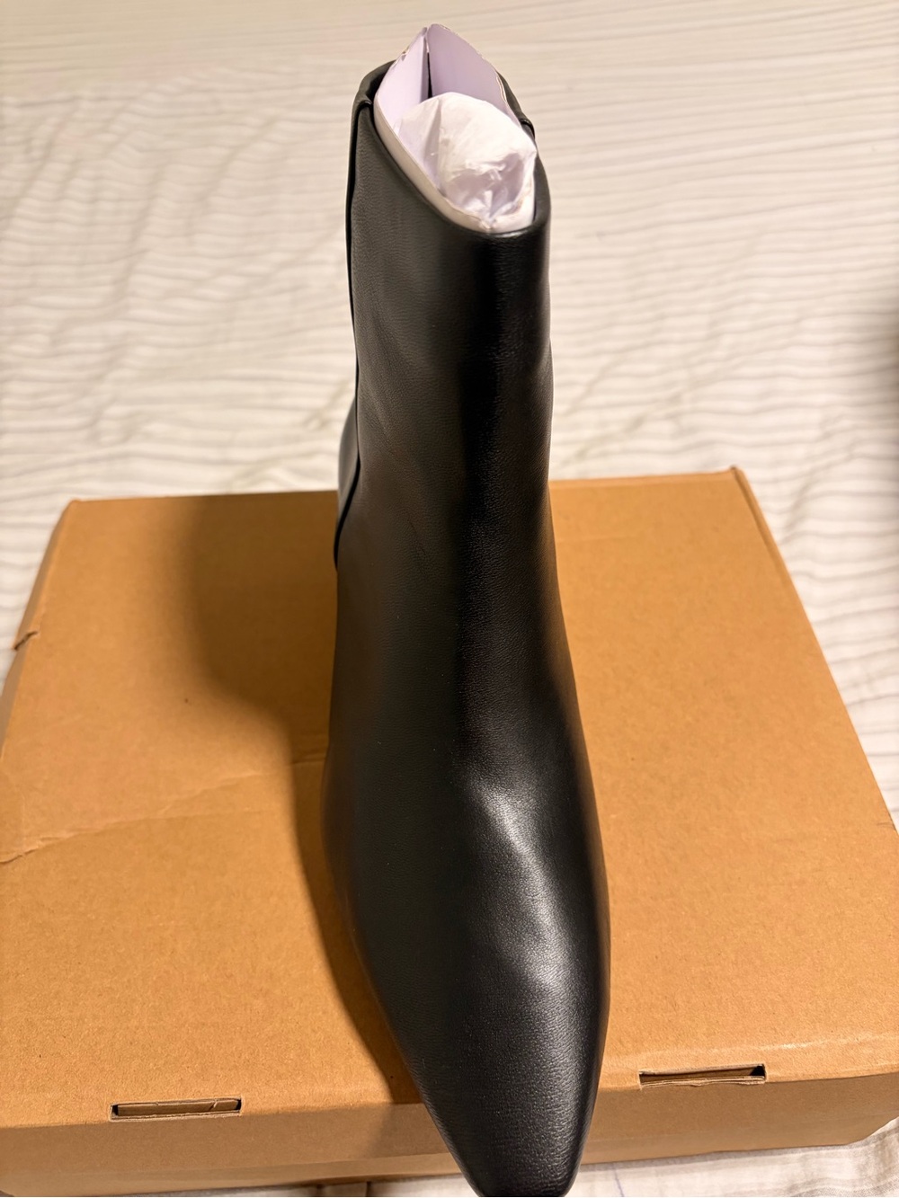 Women's Black Leather Ankle Boots with Slim Kitten Heel - Picture 4 of 7